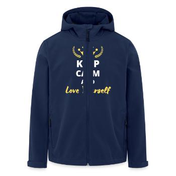 Bleib ruhig und liebe dich selbst - Recycelte Männer Softshell-Jacke von Stanley/Stella - Navy - Vorne - AI Model Male 185 light (185cm)