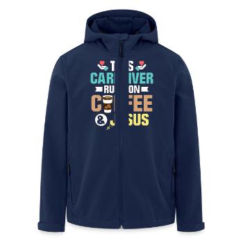 Cet aidant fonctionne au café et à Jésus aidant - Veste softshell homme en polyester recyclé Stanley/Stella - marine - Devant - AI Model Male 185 light (185cm)
