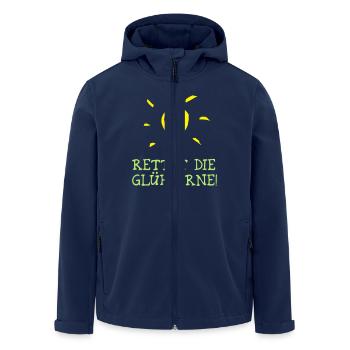 Rettet die Glühbirne! - Save the Bulb! - Recycelte Männer Softshell-Jacke von Stanley/Stella - Navy - Vorne - AI Model Male 185 light (185cm)