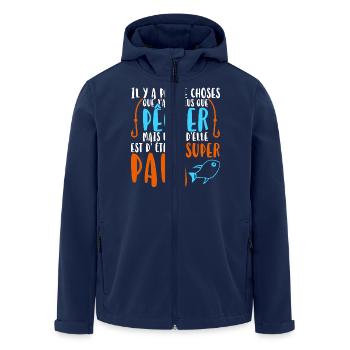 Super papa pêcheur cadeau - Veste softshell homme en polyester recyclé Stanley/Stella - marine - Devant - AI Model Male 185 light (185cm)