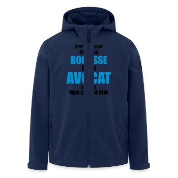 c'est compliqué d'être un bogosse et avocat - Veste softshell homme en polyester recyclé Stanley/Stella - marine - Devant - AI Model Male 185 light (185cm)