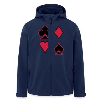 Poker Deck Dealer Trumpf Spielkarten Skat Canasta - Men’s Recycled Softshell Jacket by Stanley/Stella - navy - Front - AI Model Male 185 light (185cm)