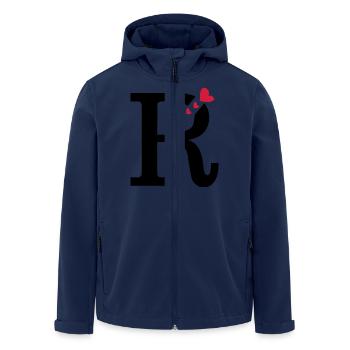 Capital lettre R avec des coeurs - Veste softshell homme en polyester recyclé Stanley/Stella - marine - Devant - AI Model Male 185 light (185cm)