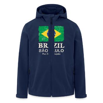 Brazil Vintage Flag - Recycelte Männer Softshell-Jacke von Stanley/Stella - Navy - Vorne - AI Model Male 185 light (185cm)