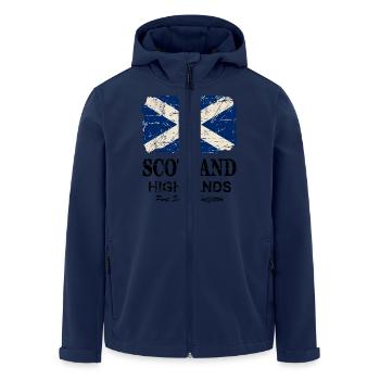 Scotland Flag - Vintage Look - Recycelte Männer Softshell-Jacke von Stanley/Stella - Navy - Vorne - AI Model Male 185 light (185cm)
