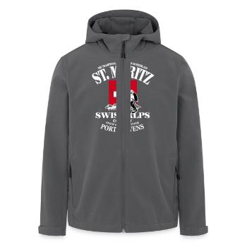 St.Moritz - Climbing - Swiss Flag - Recycelte Männer Softshell-Jacke von Stanley/Stella - Anthrazit - Vorne - AI Model Male 185 light (185cm)