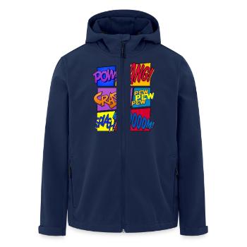 Get Loud (Comic-Design) - Men’s Recycled Softshell Jacket by Stanley/Stella - navy - Front - AI Model Male 185 light (185cm)