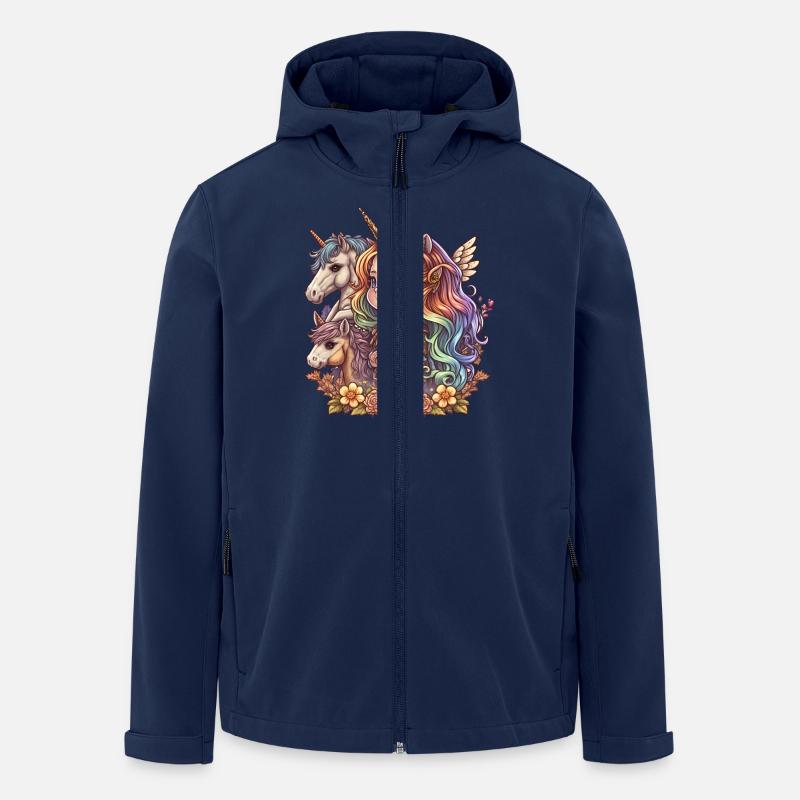 00258 Mädchen mit Regenbogenhaaren und Einhorn - Recycelte Männer Softshell-Jacke von Stanley/Stella - Navy