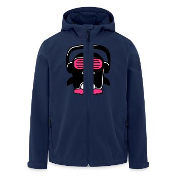 Party DJ Pinguin Kopfhörer Sonnenbrille Frech Cool - Recycelte Männer Softshell-Jacke von Stanley/Stella - Navy - Vorne - AI Model Male 185 light (185cm)