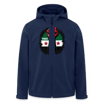 Libérez la Syrie Libérez les femmes de la main de la Syrie - Veste softshell homme en polyester recyclé Stanley/Stella - marine - Devant - AI Model Male 185 light (185cm)