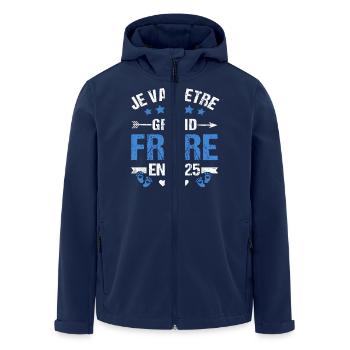 Grand Frère 2025 Cadeau Annonce Grossesse Bébé - Veste softshell homme en polyester recyclé Stanley/Stella - marine - Devant - AI Model Male 185 light (185cm)