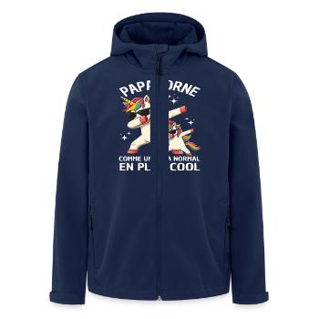 Papacorne Humour Papa Licorne Dab Fête Des Pères - Veste softshell homme en polyester recyclé Stanley/Stella - marine - Devant - AI Model Male 185 light (185cm)