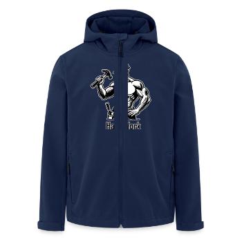 Oben-ohne-Bauarbeiter - Hard Work Design - Recycelte Männer Softshell-Jacke von Stanley/Stella - Navy - Vorne - AI Model Male 185 light (185cm)