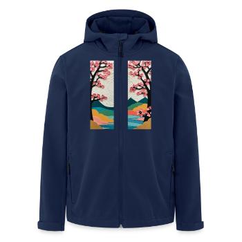 Landschaft mit blühenden Bäumen - Recycelte Männer Softshell-Jacke von Stanley/Stella - Navy - Vorne - AI Model Male 185 light (185cm)