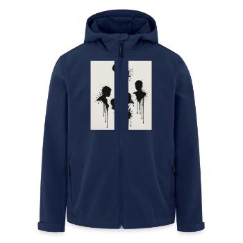 Schwarze Silhouetten mit Farbspritzer-Effekt - Recycelte Männer Softshell-Jacke von Stanley/Stella - Navy - Vorne - AI Model Male 185 light (185cm)