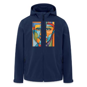 Portrait abstrait - Veste softshell homme en polyester recyclé Stanley/Stella - marine - Devant - AI Model Male 185 light (185cm)