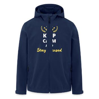Keep Calm and Stay Focused - Men’s Recycled Softshell Jacket by Stanley/Stella - navy - Front - AI Model Male 185 light (185cm)
