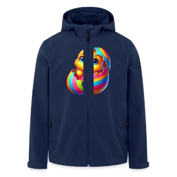 Cute Chick Cartoon Colorful Easter Egg Hatching - Men’s Recycled Softshell Jacket by Stanley/Stella - navy - Front - AI Model Male 185 light (185cm)