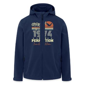 April 1974 Gift | 51st Anniversary April 1974 - Men’s Recycled Softshell Jacket by Stanley/Stella - navy - Front - AI Model Male 185 light (185cm)