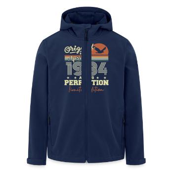 April 1984 Gift | 41st Anniversary April 1984 - Men’s Recycled Softshell Jacket by Stanley/Stella - navy - Front - AI Model Male 185 light (185cm)
