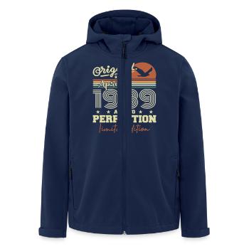 April 1989 Gift | 36th Anniversary April 1989 - Men’s Recycled Softshell Jacket by Stanley/Stella - navy - Front - AI Model Male 185 light (185cm)