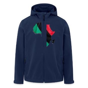 Pan Africa flag in Africa map - Men’s Recycled Softshell Jacket by Stanley/Stella - navy - Front - AI Model Male 185 light (185cm)