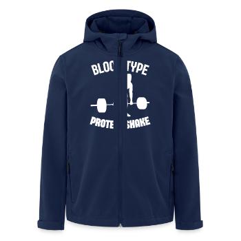 Blood Type Protein Shake Funny Gym - Men’s Recycled Softshell Jacket by Stanley/Stella - navy - Front - AI Model Male 185 light (185cm)
