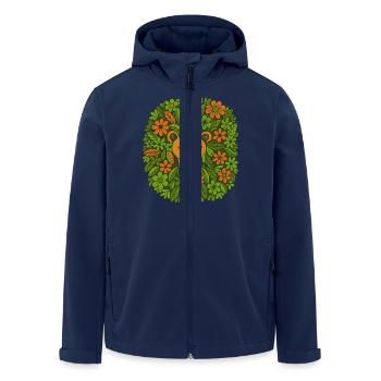 Retro Leo Löwe mit 70er Jahre Blumen - Recycelte Männer Softshell-Jacke von Stanley/Stella - Navy - Vorne - AI Model Male 185 light (185cm)