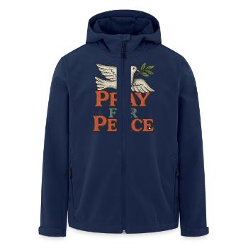 Beten Sie für den Frieden Taubensymbol - Recycelte Männer Softshell-Jacke von Stanley/Stella - Navy - Vorne - AI Model Male 185 light (185cm)