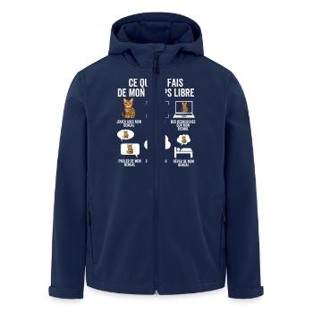Was ich in meiner Freizeit mache – Bengal Chat - Recycelte Männer Softshell-Jacke von Stanley/Stella - Navy - Vorne - AI Model Male 185 light (185cm)