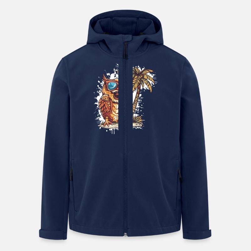 Owl Island Palm Tree - Men’s Recycled Softshell Jacket by Stanley/Stella - navy