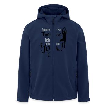 zum Yoga - Recycelte Männer Softshell-Jacke von Stanley/Stella - Navy - Vorne - AI Model Male 185 light (185cm)