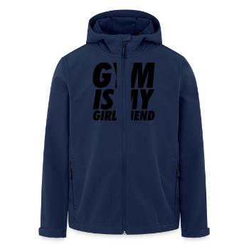 GYM IS MY GIRLFRIEND - Men’s Recycled Softshell Jacket by Stanley/Stella - navy - Front - AI Model Male 185 light (185cm)