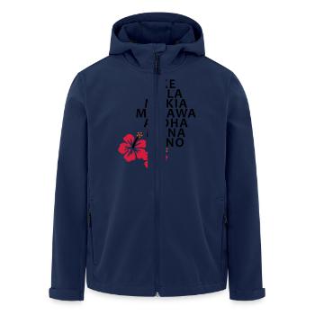Die 7 Huna Prinzipien / Hibiscus Blüten - Recycelte Männer Softshell-Jacke von Stanley/Stella - Navy - Vorne - AI Model Male 185 light (185cm)