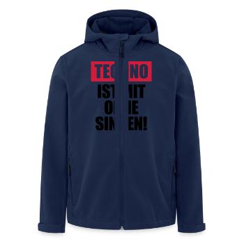 Techno ist mit ohne singen - Recycelte Männer Softshell-Jacke von Stanley/Stella - Navy - Vorne - AI Model Male 185 light (185cm)
