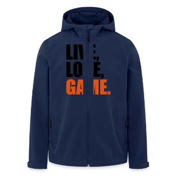 game - Men’s Recycled Softshell Jacket by Stanley/Stella - navy - Front - AI Model Male 185 light (185cm)