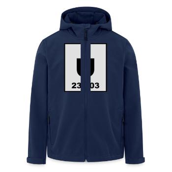 Uranium (U) (element 92) - Men’s Recycled Softshell Jacket by Stanley/Stella - navy - Front - AI Model Male 185 light (185cm)