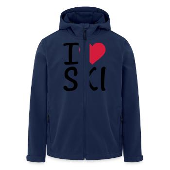 I love Ski - Men’s Recycled Softshell Jacket by Stanley/Stella - navy - Front - AI Model Male 185 light (185cm)