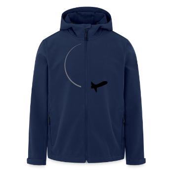 curve logo circle round line airplane airplane fly - Men’s Recycled Softshell Jacket by Stanley/Stella - navy - Front - AI Model Male 185 light (185cm)