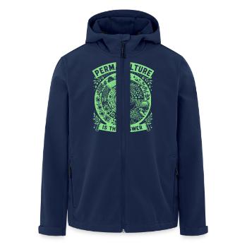 Permaculture Is The Answer - Men’s Recycled Softshell Jacket by Stanley/Stella - navy - Front - AI Model Male 185 light (185cm)