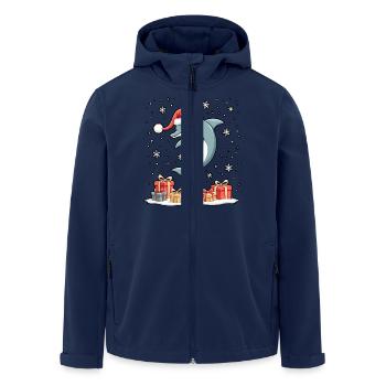 Delfin mit Weihnachtsmütze Schneeflocken - Recycelte Männer Softshell-Jacke von Stanley/Stella - Navy - Vorne - AI Model Male 185 light (185cm)