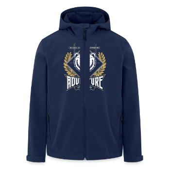 Süchtig nach Abenteuer-Bären-Emblem - Recycelte Männer Softshell-Jacke von Stanley/Stella - Navy - Vorne - AI Model Male 185 light (185cm)