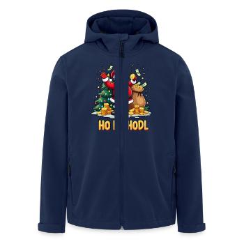 Père Noël drôle, Ho Ho HODL BTC - Veste softshell homme en polyester recyclé Stanley/Stella - marine - Devant - AI Model Male 185 light (185cm)