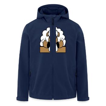 Sheep Nerd Geek Book Reading Nerd Horn-Rimmed Glasses Desk - Men’s Recycled Softshell Jacket by Stanley/Stella - navy - Front - AI Model Male 185 light (185cm)