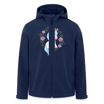 Happy baby unicorn in floral wreath with roses - Men’s Recycled Softshell Jacket by Stanley/Stella - navy - Front - AI Model Male 185 light (185cm)