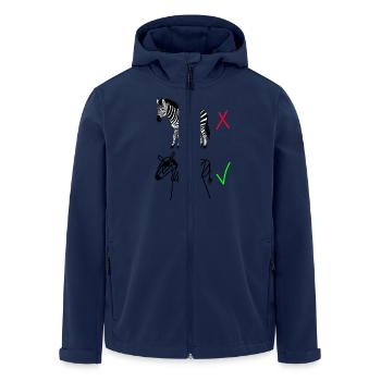 Zebra Contrast - Haute qualité vs zèbre dessiné à la main - Veste softshell homme en polyester recyclé Stanley/Stella - marine - Devant - AI Model Male 185 light (185cm)