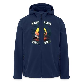 Where is the quay and this yacht next to it - Men’s Recycled Softshell Jacket by Stanley/Stella - navy - Front - AI Model Male 185 light (185cm)