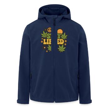 Stay Lifted Retro Hippie Cannabis Design - Men’s Recycled Softshell Jacket by Stanley/Stella - navy - Front - AI Model Male 185 light (185cm)
