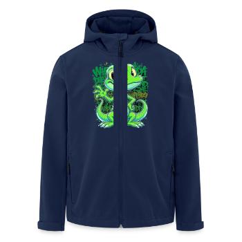 Fröhliche Echse – Witziger Comic Style - Recycelte Männer Softshell-Jacke von Stanley/Stella - Navy - Vorne - AI Model Male 185 light (185cm)