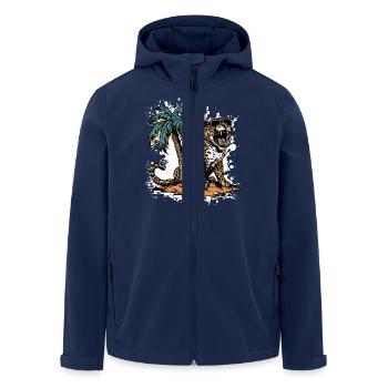 Leopard Insel Palme - Recycelte Männer Softshell-Jacke von Stanley/Stella - Navy - Vorne - AI Model Male 185 light (185cm)